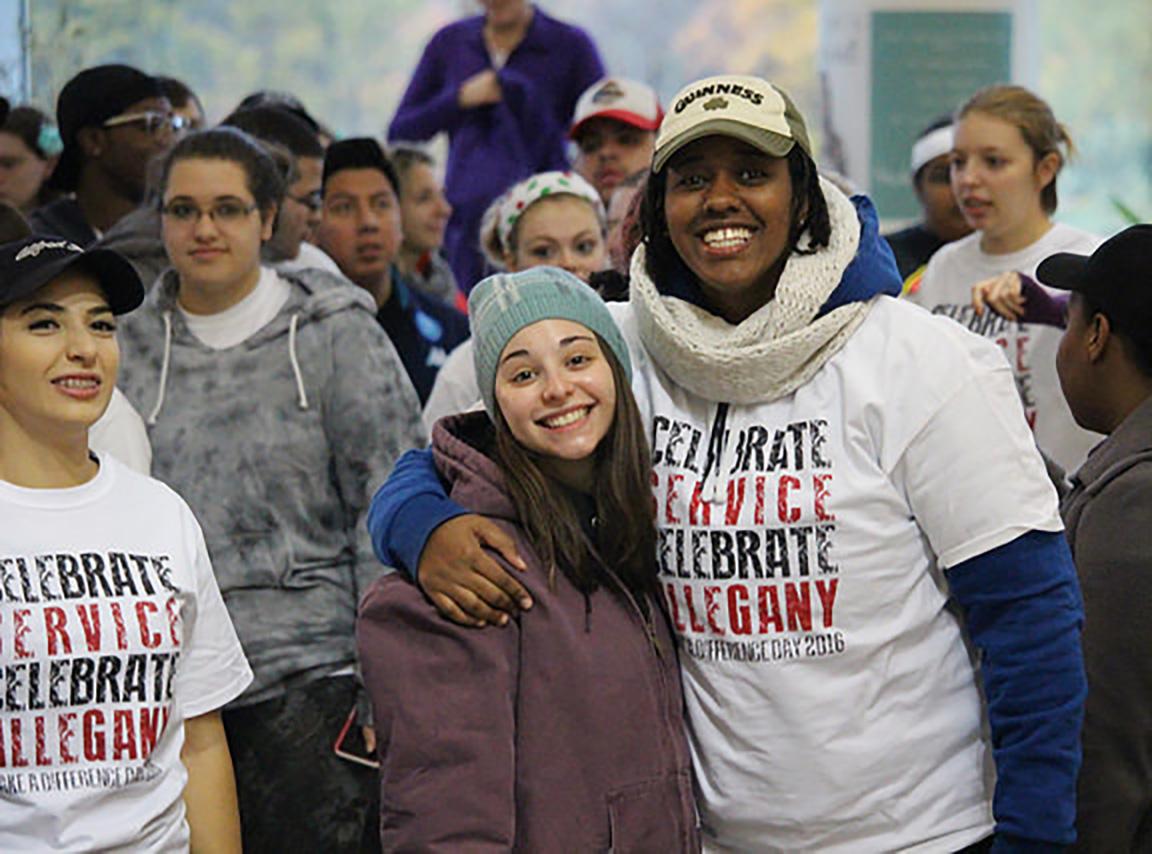 students gathered for day of service